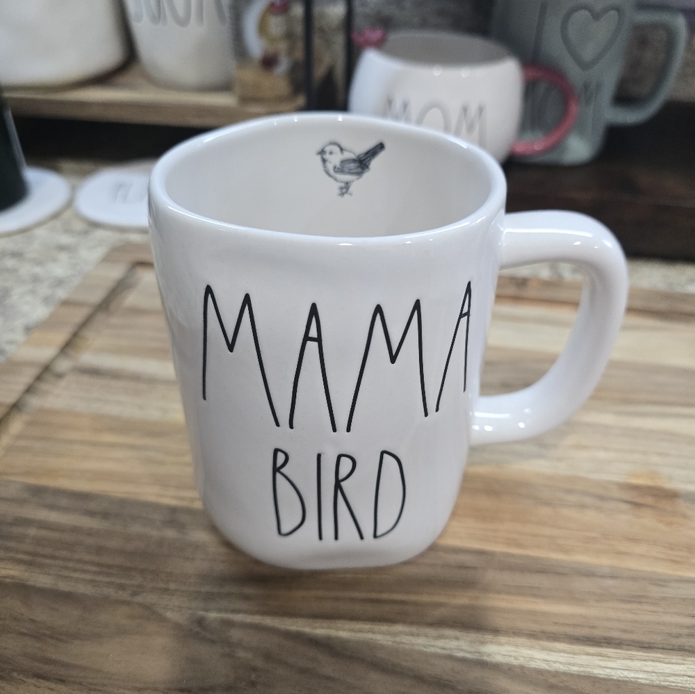 Rae Dunn White and Black Mama Bird Ceramic Mug